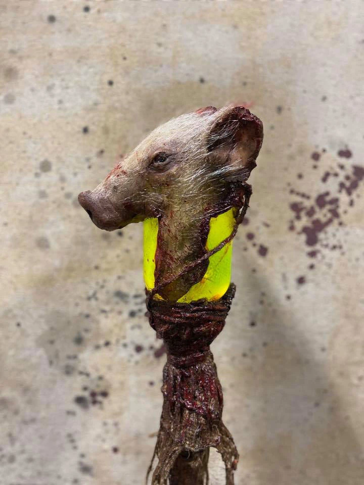 6' Lighted Pig Head Swamp Stick 3 6' Lighted Pig Head Swamp Stick