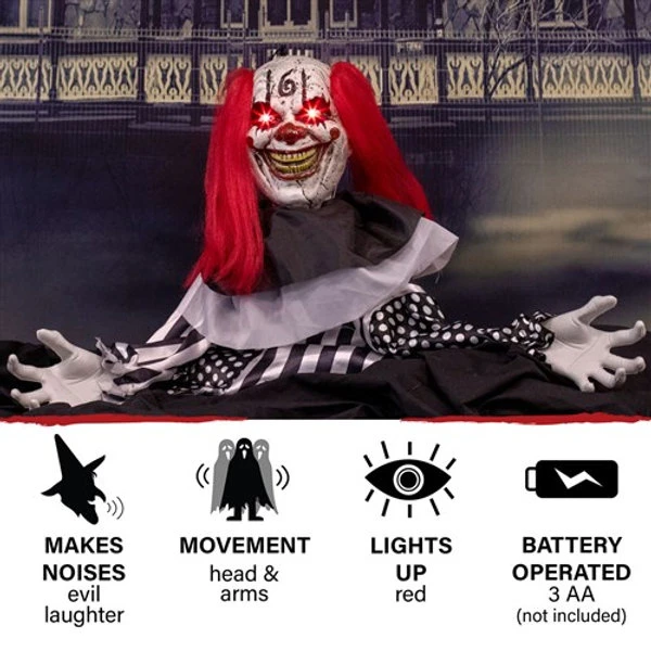 18" Animated Black And White Clown Groundbreaker 4 18" Animated Black And White Clown Groundbreaker - Image 2