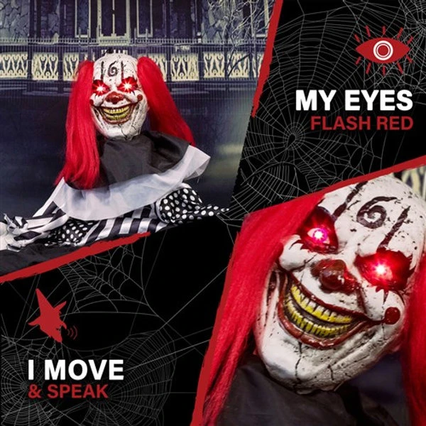 18" Animated Black And White Clown Groundbreaker 3 18" Animated Black And White Clown Groundbreaker