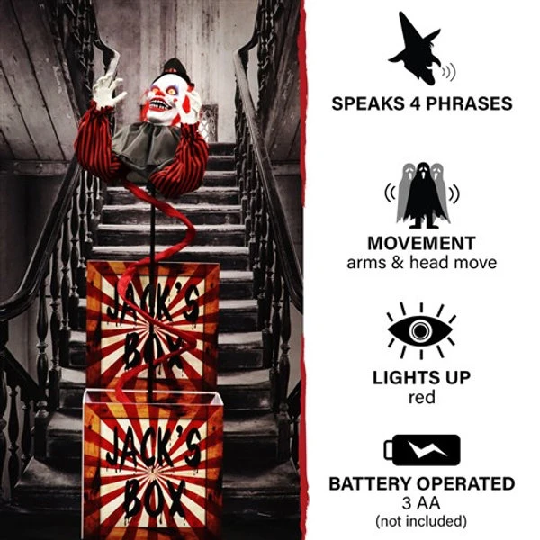 69'' Lifesize Animated Clown In The Box 3 69'' Lifesize Animated Clown In The Box