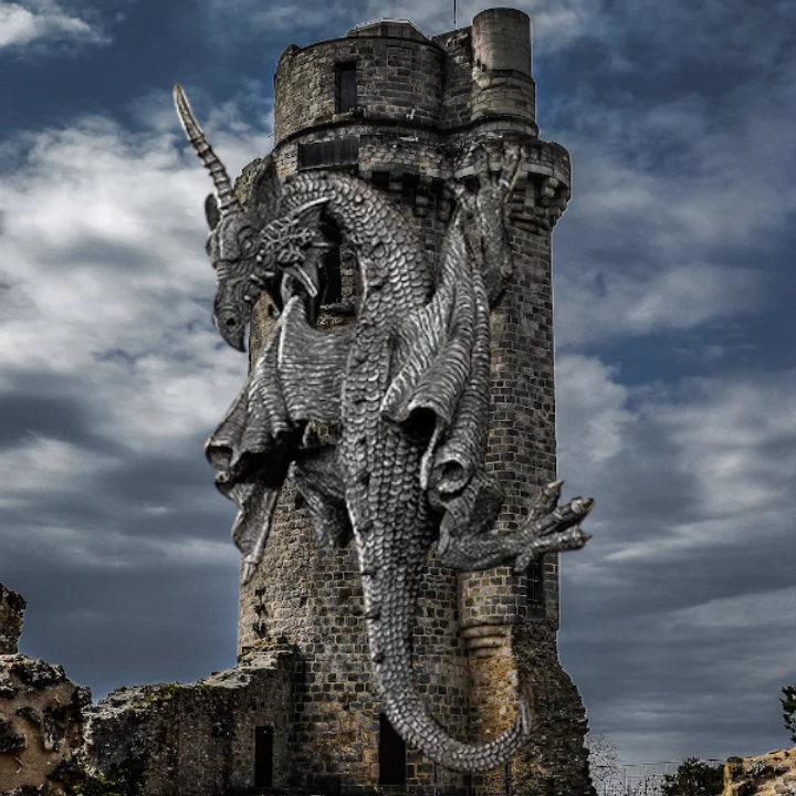 Horned Dragon Of Devonshire Gothic Wall Sculptures 4 Horned Dragon Of Devonshire Gothic Wall Sculptures - Image 2