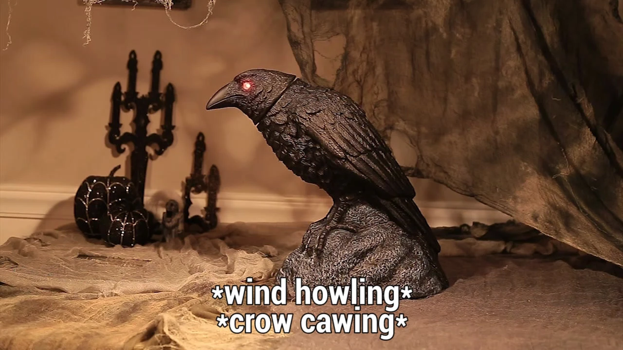13" Animated Raven With Turning Head & Sounds Halloween Decoration 3 13" Animated Raven With Turning Head & Sounds Halloween Decoration