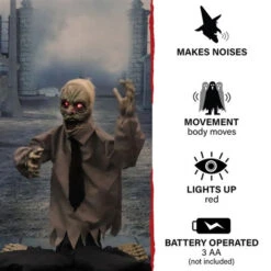 34"Animated Sitting Tattered Zombie