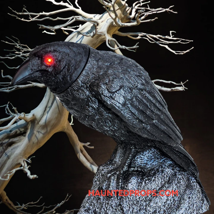 13" Animated Raven With Turning Head & Sounds Halloween Decoration 4 13" Animated Raven With Turning Head & Sounds Halloween Decoration - Image 2