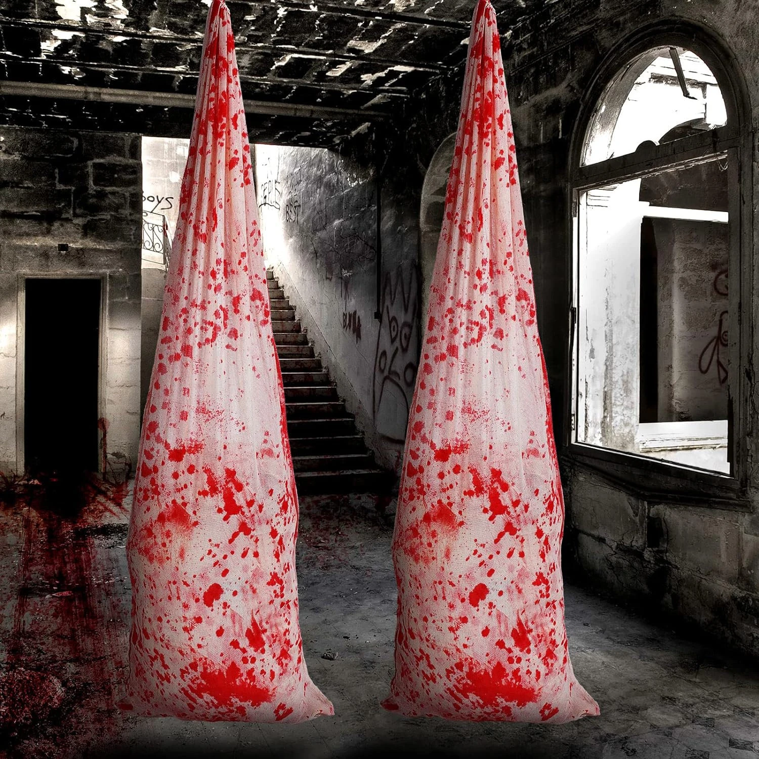 2 Pcs Halloween Scary Bloody Gauze Bag Decor WITH STUFFING Bag Halloween 3 2 Pcs Halloween Scary Bloody Gauze Bag Decor WITH STUFFING Bag Halloween