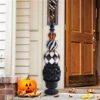 HHF 50" Resin Ball Finial In Black Pedestal Urn - Black, Orange