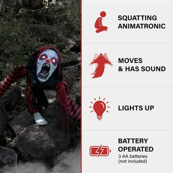 Animated Crouching Menacing Clown 3 Animated Crouching Menacing Clown
