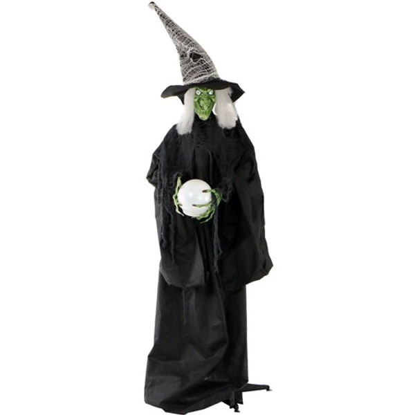 78" Standing Witch With Multi-Color LED Crystal Ball, Sound - Black 4 78" Standing Witch With Multi-Color LED Crystal Ball, Sound - Black - Image 2