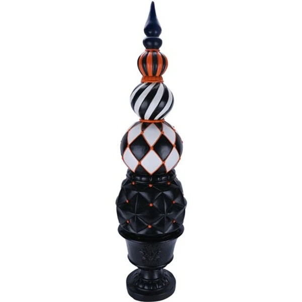 HHF 50" Resin Ball Finial In Black Pedestal Urn - Black, Orange 4 HHF 50" Resin Ball Finial In Black Pedestal Urn - Black, Orange - Image 2